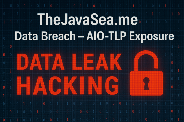 TheJavaSea.me Leaks: AIO-TLP Data Exposure Explained The image is about cybersecurity breach showing data leak and hacking