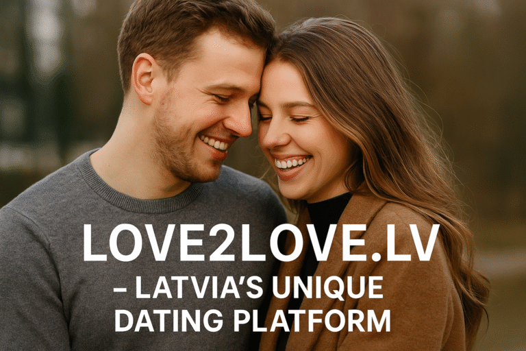 A happy Latvian couple very close to each other through Love2Love.lv