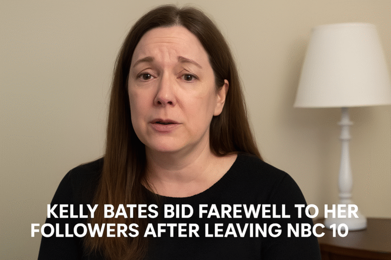 Kelly Bates talking to her fans in a soft voice regarding her NBC 10 stepping down